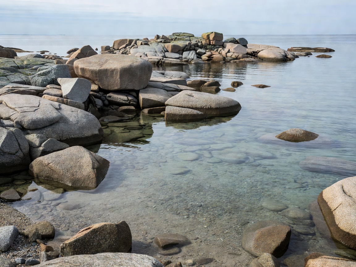 Granite rocks and clear Baltic water along an island coastline