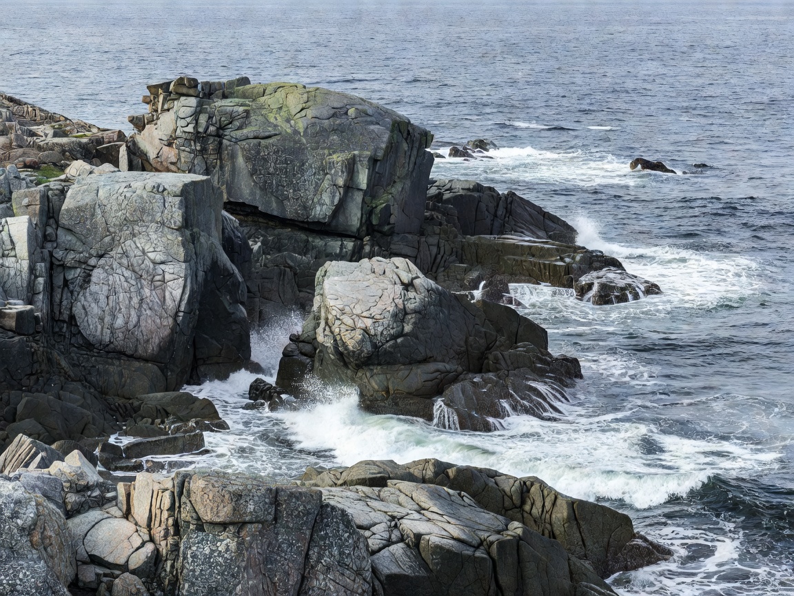 Rocky coastline with granite outcrops meeting the Baltic Sea